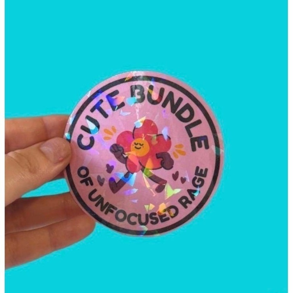 Cute Bundle of Unfocused Rage Flower Floral Holographic Vinyl Sticker